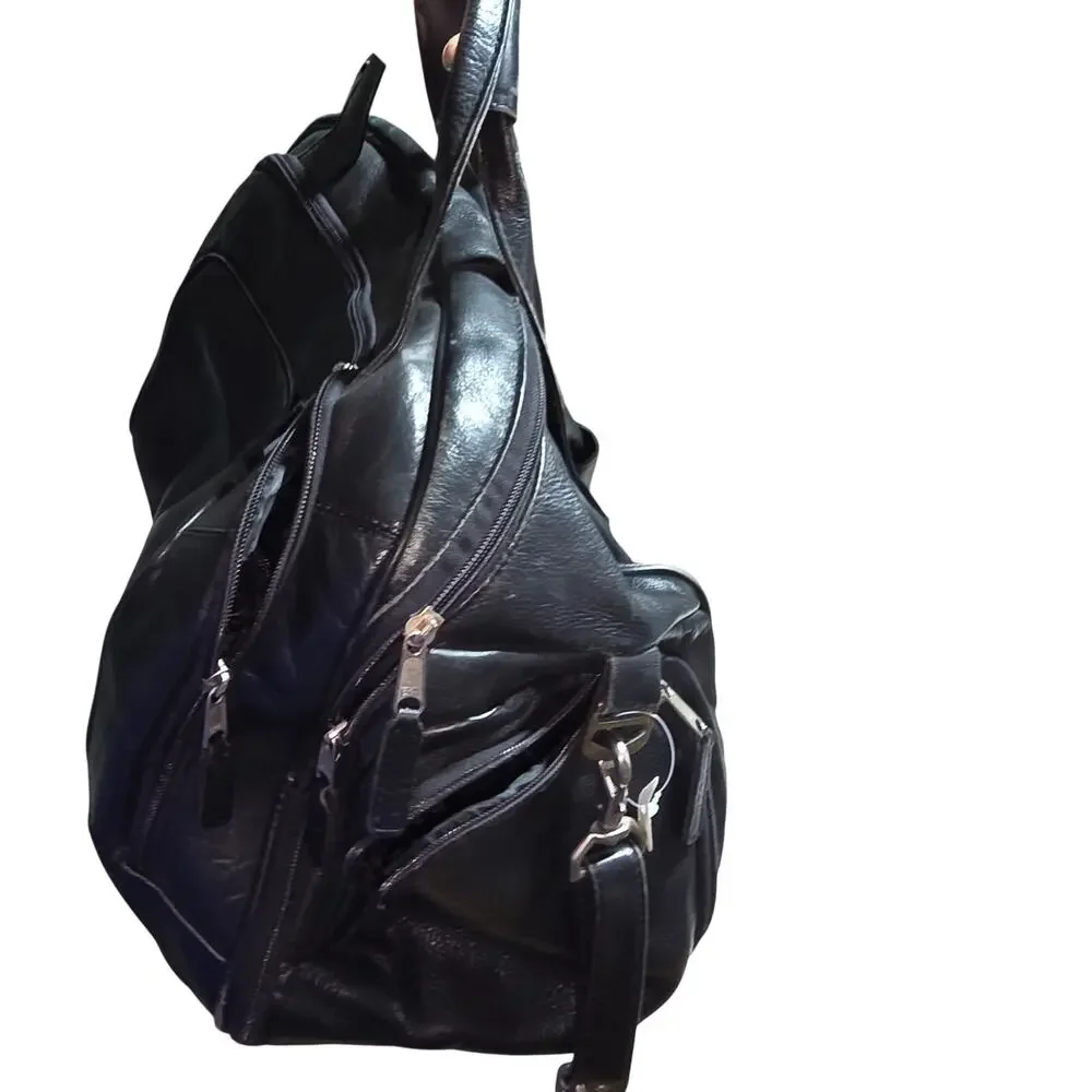 LATICO XXL BLACK LEATHER WEEKENDER BAG